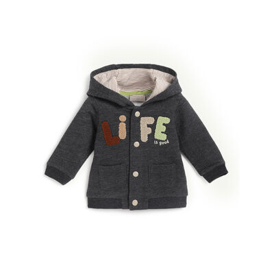 Boys Dark Grey Printed Jacket